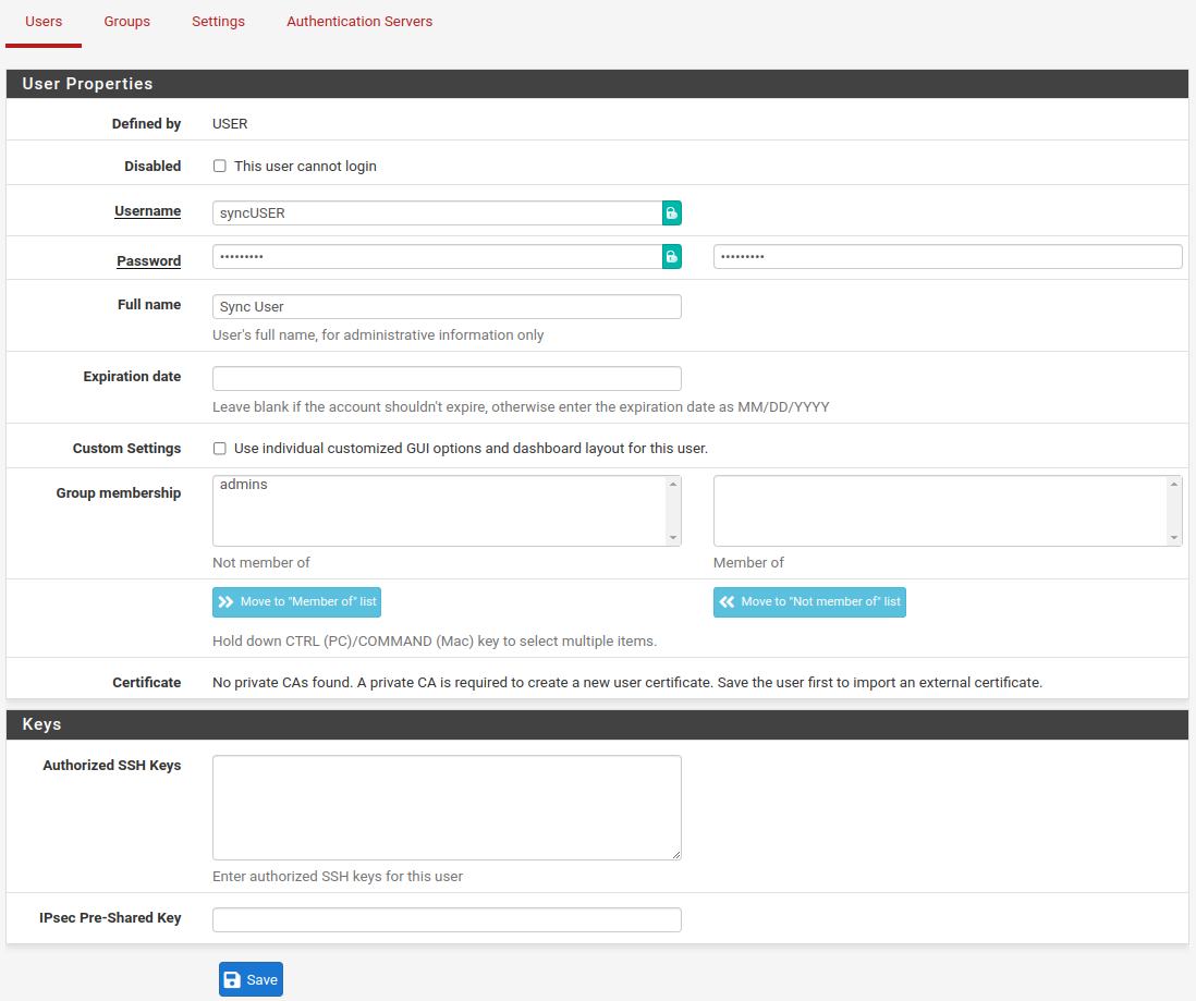 Sync User Creation